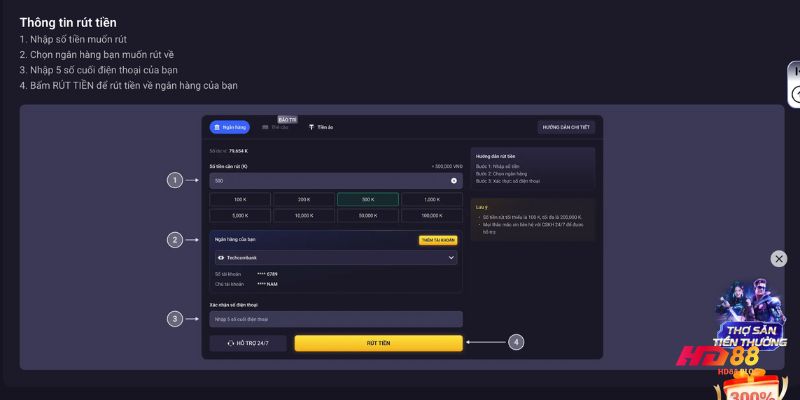 Rút tiền HD88